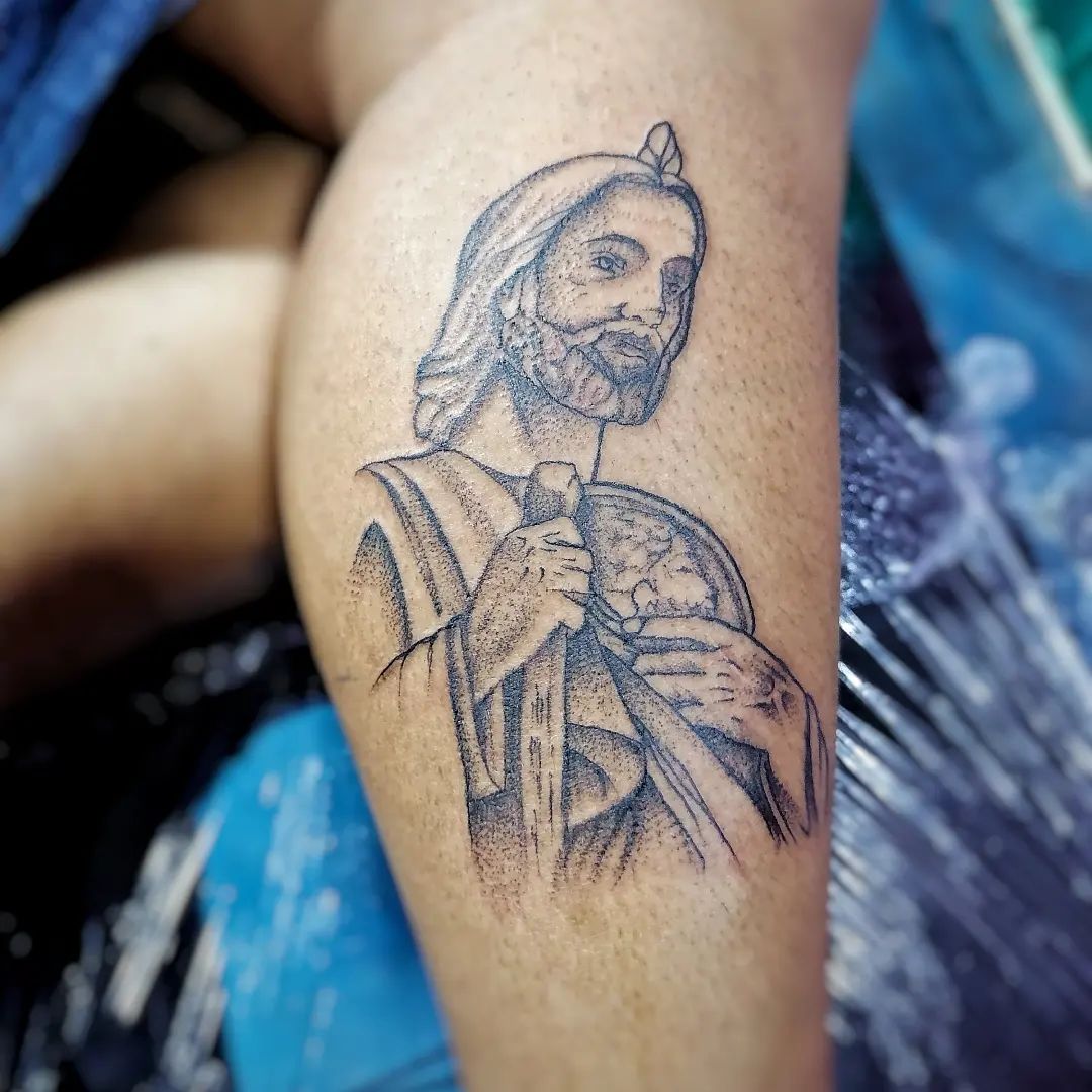 Dibujo en Línea Tatuaje de San Judas.
