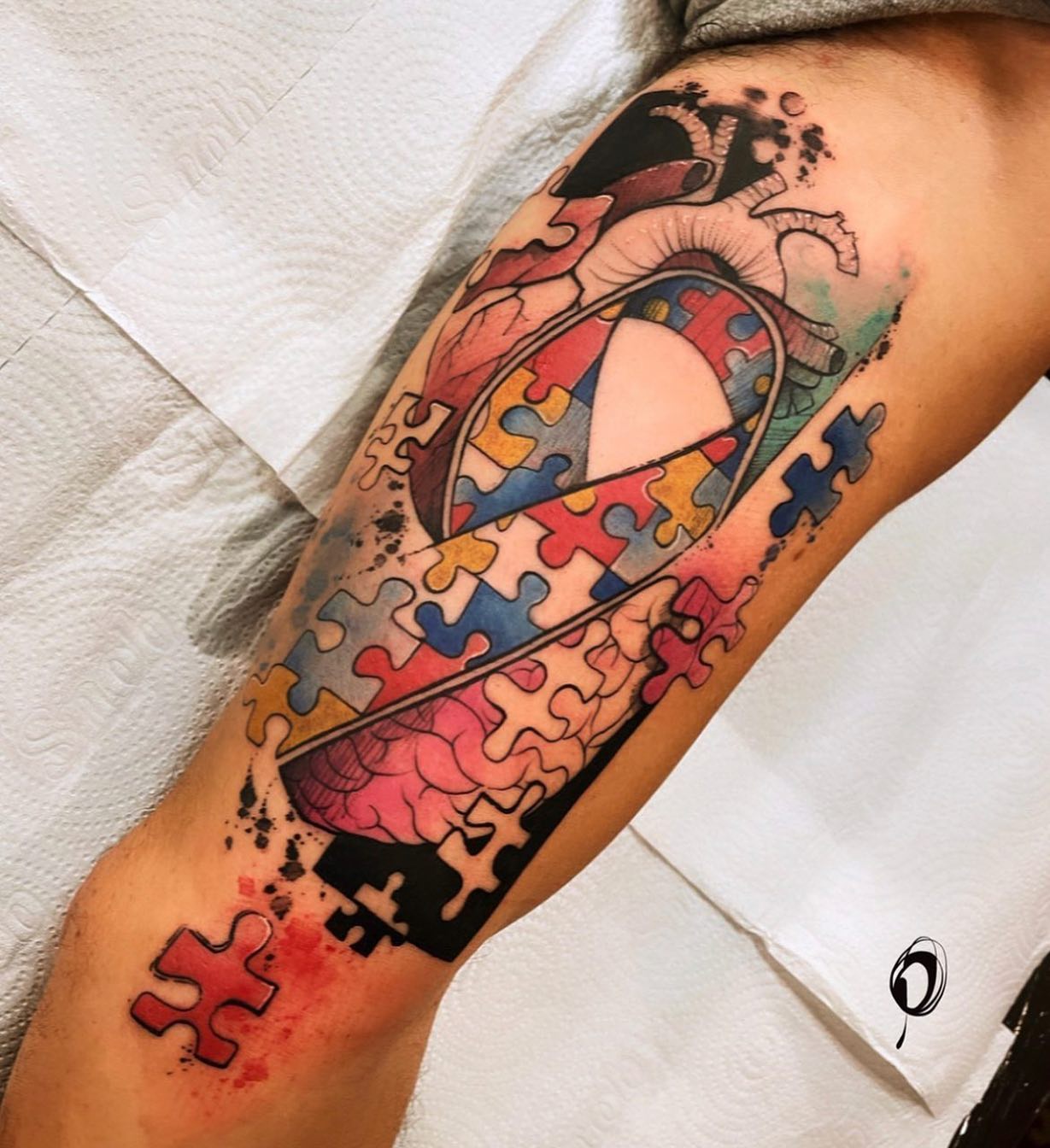 Impresión de tatuaje de autismo colorida