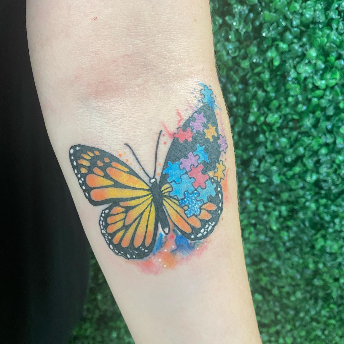 Mariposa Rompecabezas Autismo Tatuaje