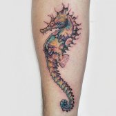 Caballito de mar en tatuaje de antebrazo